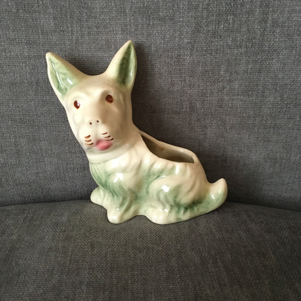 Vintage Ceramic Dog Planter‎ Scottie Scottish Terrier Corgi